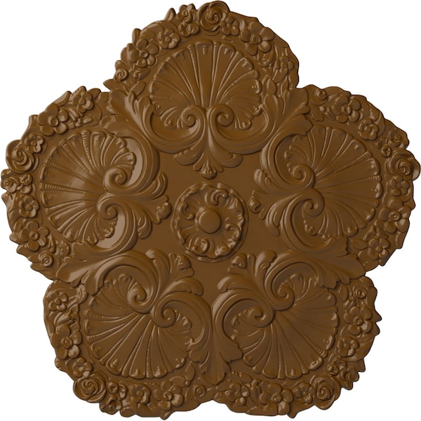 Ekena Millwork Shell Ceiling Medallion, Hand-Painted Smokey Topaz, 25 5/8"OD x 1"P CM25SHSTF - main